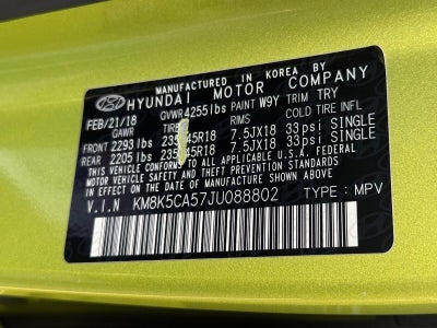 2018 Hyundai Kona Ultimate 1.6T DCT AWD w/Lime Accent