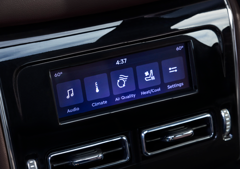 Driver controls like music, temperature, air quality, settings, and heat/cool seats are shown. | Uptown Lincoln in Wauwatosa WI