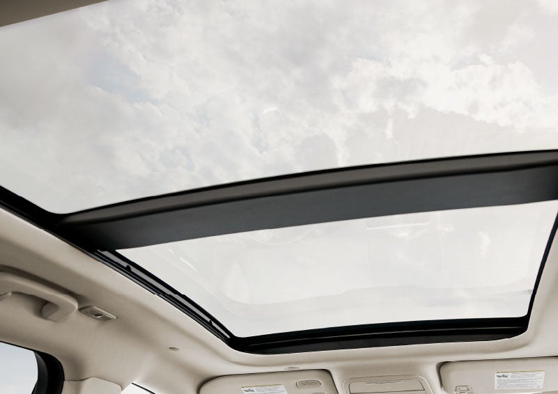 The available panoramic Vista Roof® is shown from inside a 2024 Lincoln Corsair® SUV. | Uptown Lincoln in Wauwatosa WI