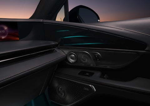 Selectable ambient lighting glows in the passenger door panel. | Uptown Lincoln in Wauwatosa WI