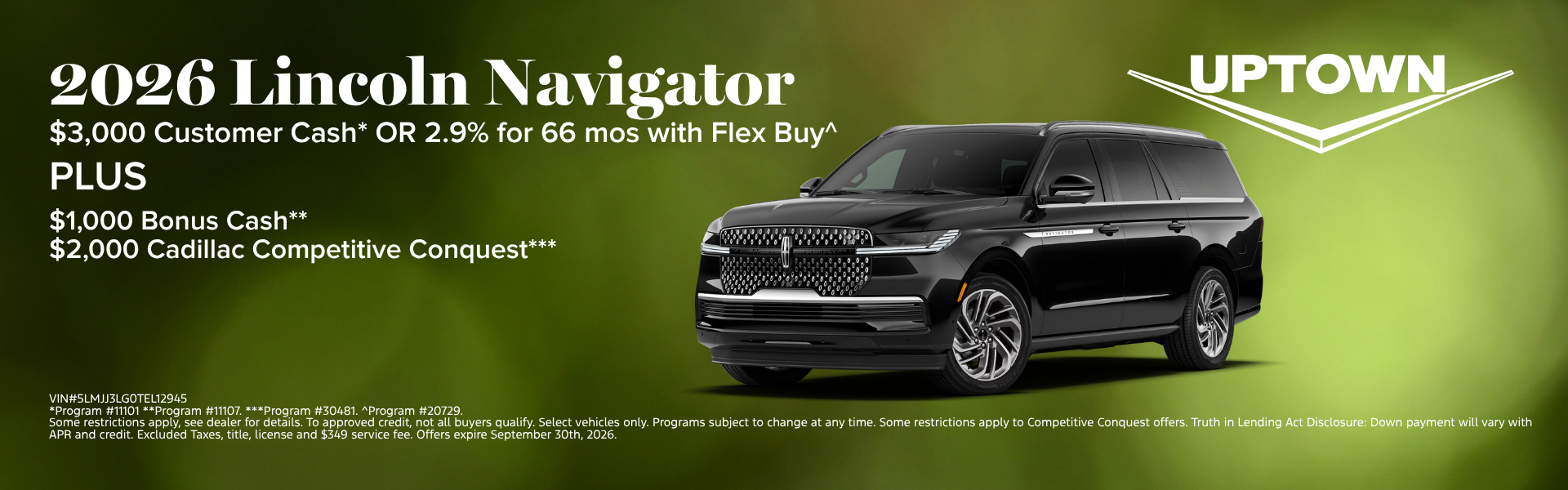 2026 Lincoln Navigator with $3K cash or 2.9% APR